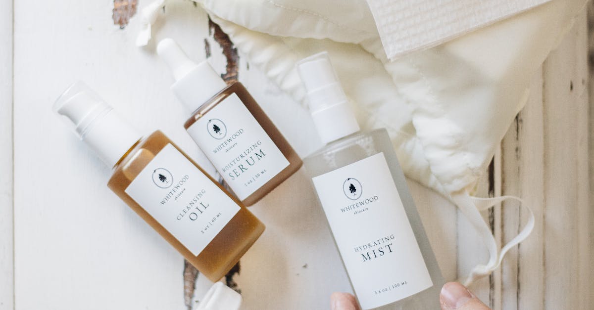 Flat lay of natural skincare products on a warm rustic background