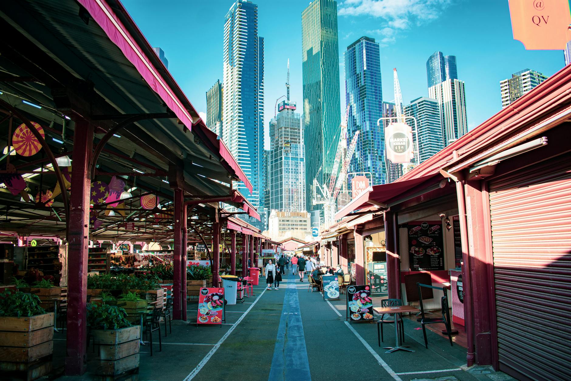 Queen Victoria Market with Melbourne skyline