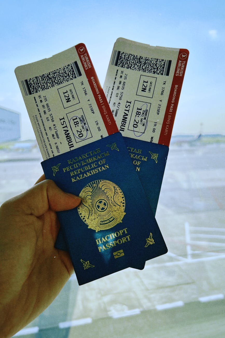 Travel documents and planning materials before a trip