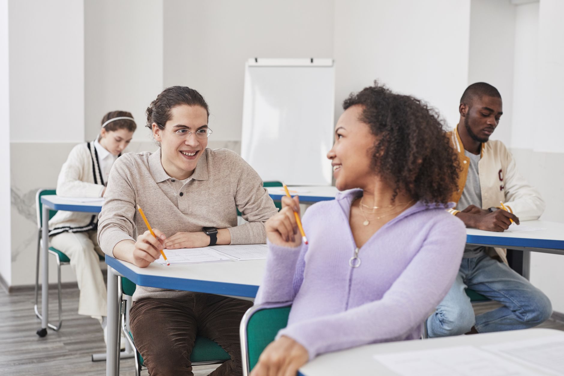 Students sitting together during a sex education discussion.