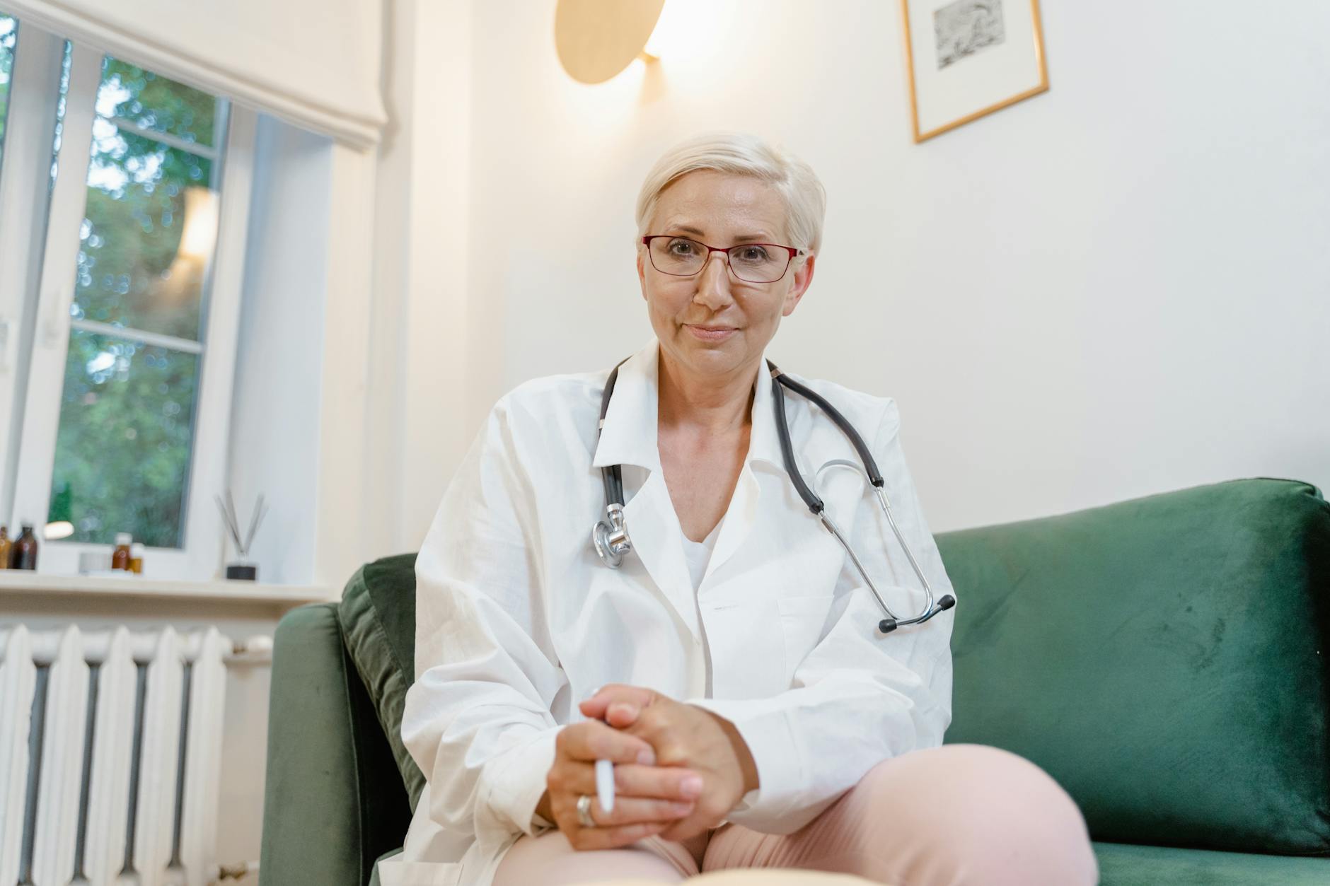 A GP in a clinic setting for a perimenopause consultation