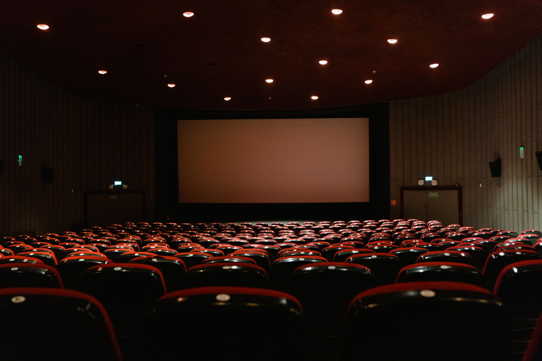 Cinema audience watching a film in a darkened theatre